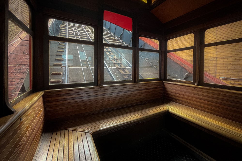 view of inside of duquesne incline car