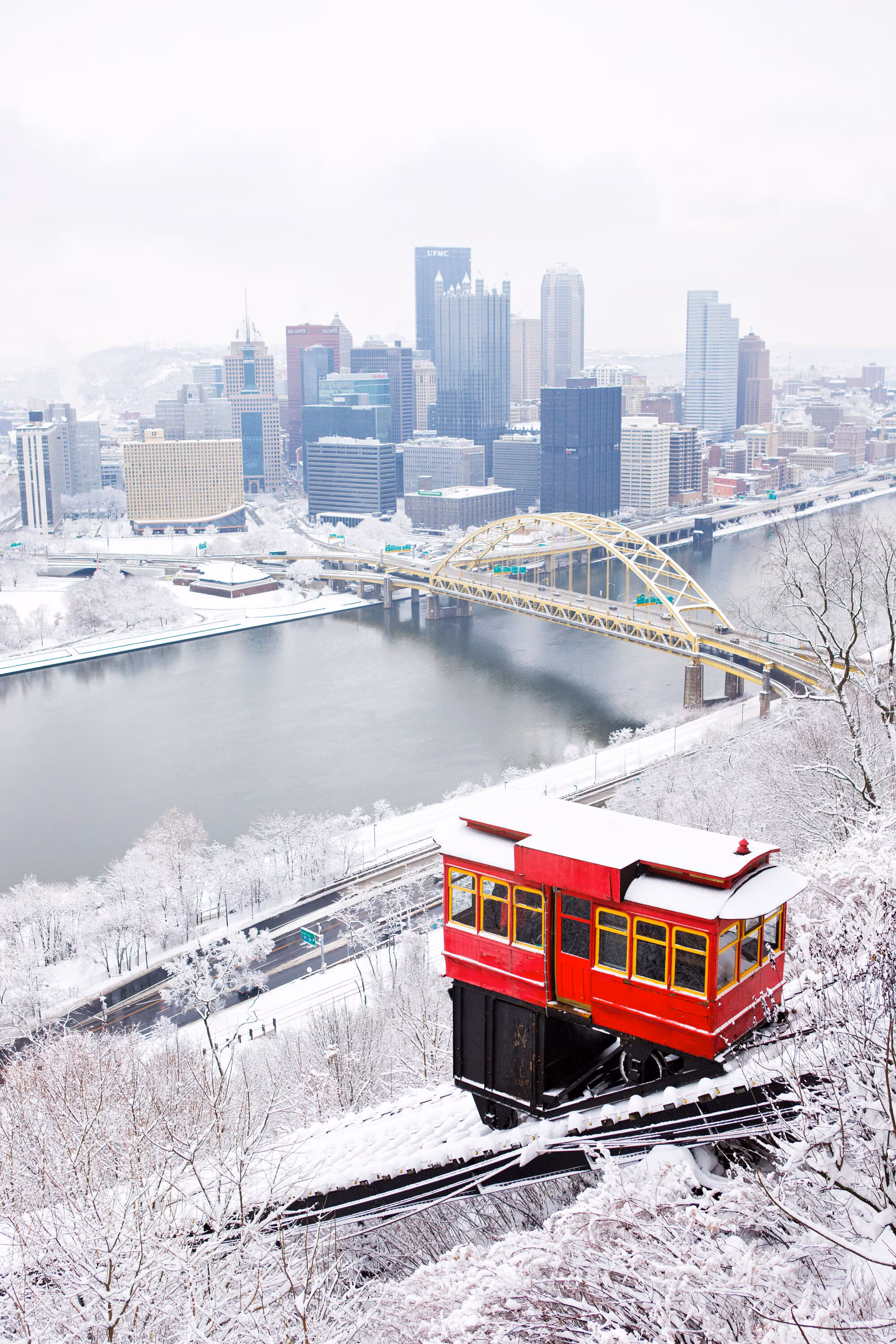 view of duquesne incline in snow